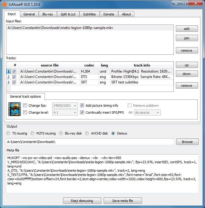 A Technical Remux Option: tsMuxer