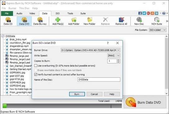 Express Burn: Best for Simple Video and Data Burning