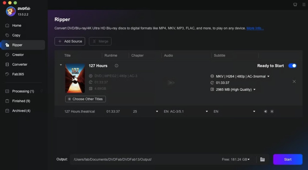 DVDFab DVD Ripper for Mac 13.0.6.3: Best for Protected DVDs and Flexible Output