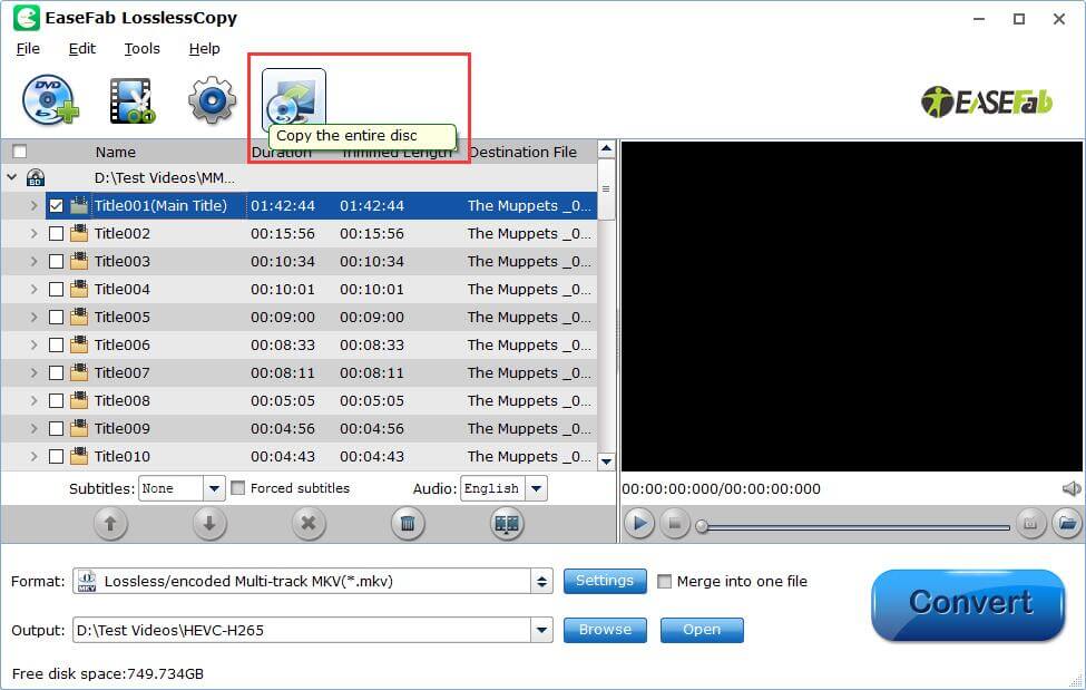 EaseFab LosslessCopy - Best for Multi-Track Blu-ray Preservation